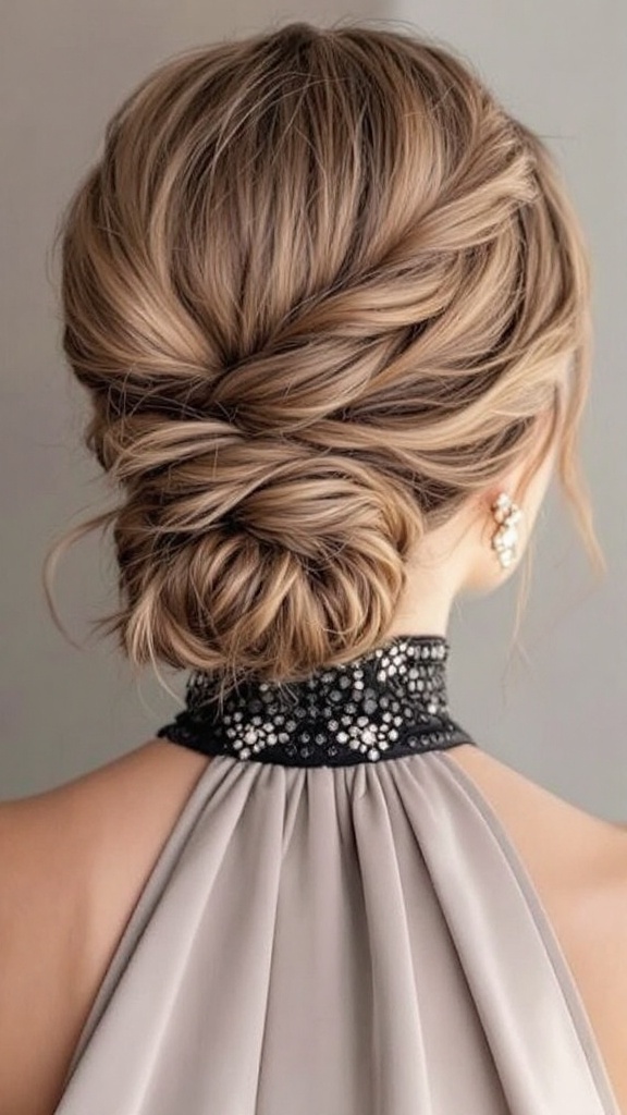 A beautiful twisted low chignon hairstyle