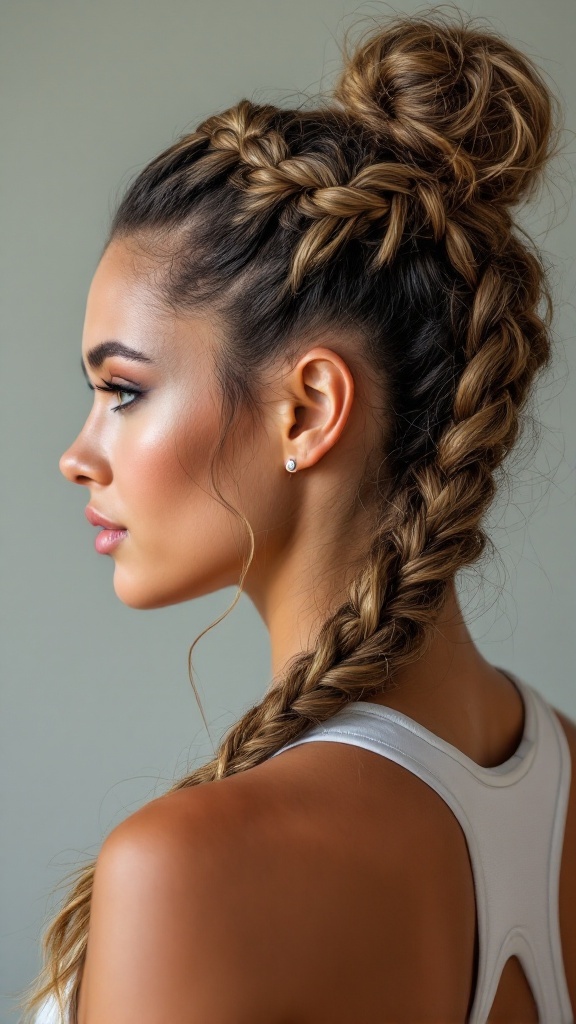 A woman with a braid crown and soft curls