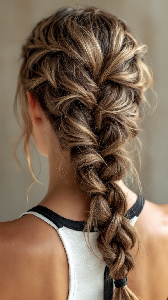 A close-up image of a classic French braid hairstyle, showcasing a thick and well-defined braid.