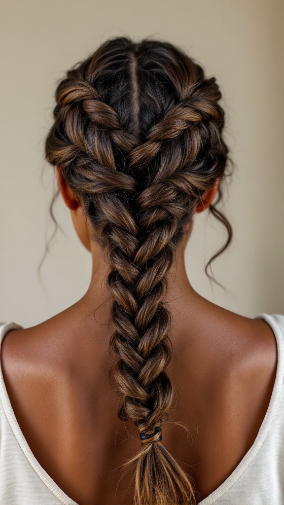 An intricate rope braid hairstyle showcasing unique texture.